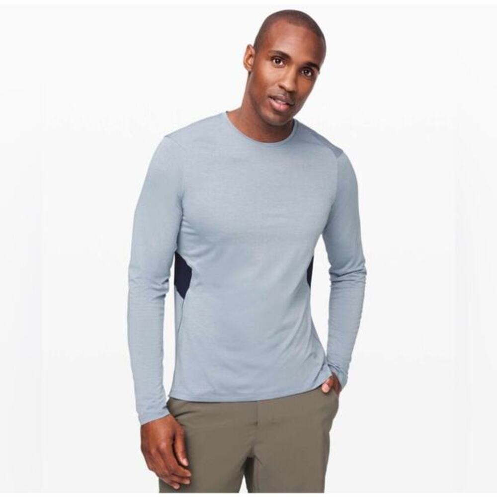 LULULEMON Fast &‎ Free LS Shirt Blue Gray Breathable Sweat Wicking Anti-Stink